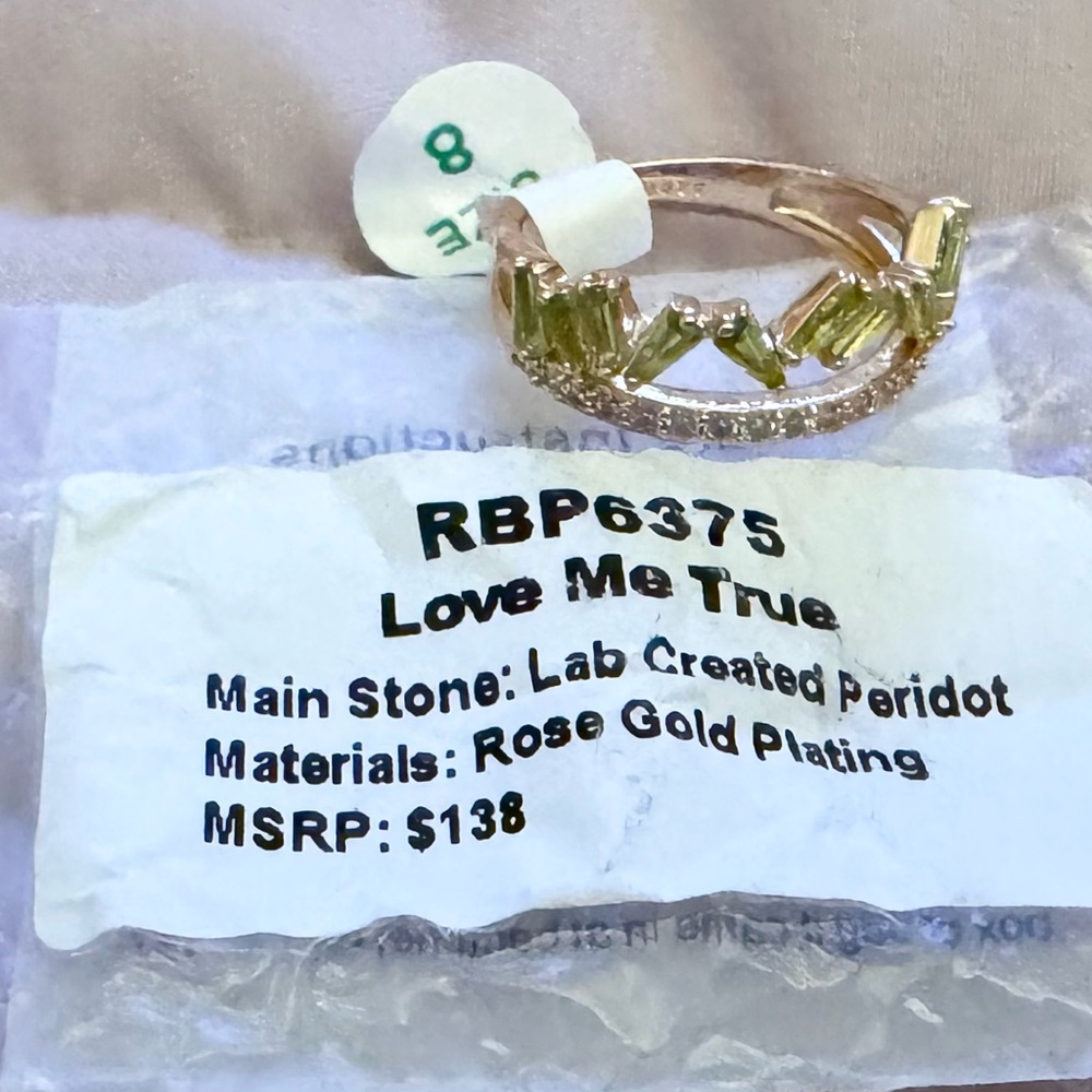 Rose Gold Ring with Lab-Created Peridot
